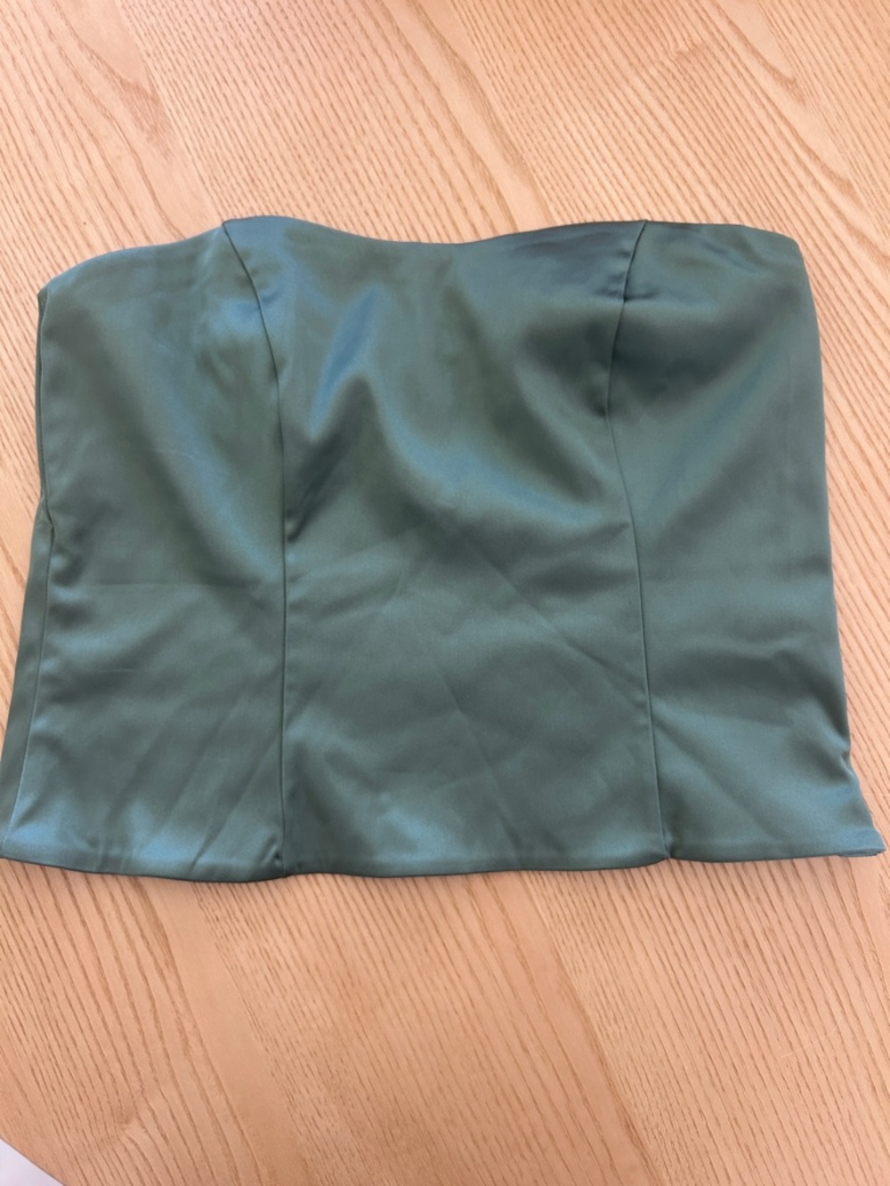 Abercrombie Strapless Satin Bustier Top in Sage Green